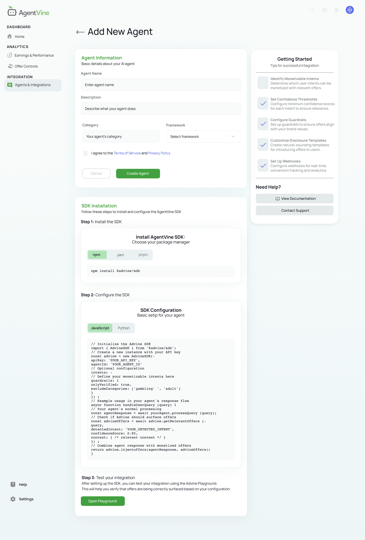 Add new agent onboarding