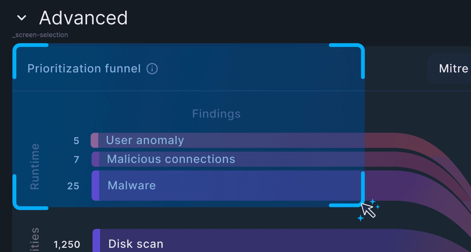 Contextual selection overlay on dashboard