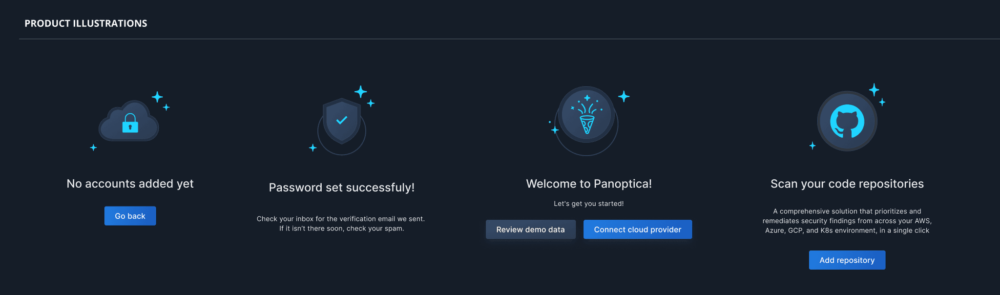 Product illustrations for onboarding states